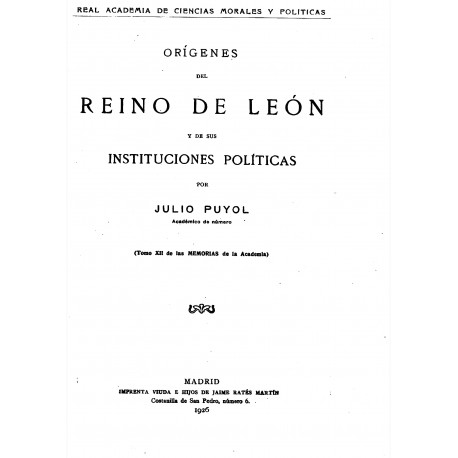 Orígenes del Reino de León y de sus Instituciones políticas