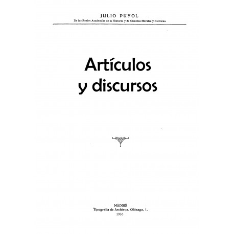 Artículos y Discursos de Julio Puyol Alonso