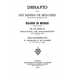 Desafío entre Don Rodrigo de Benavides y Don Ricardo de Merode por los amores de Madame de Grammont en el año 1556