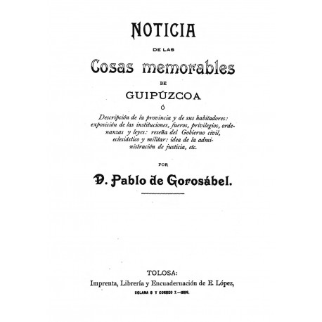 Noticia de las Cosas memorables  de Guipúzcoa
